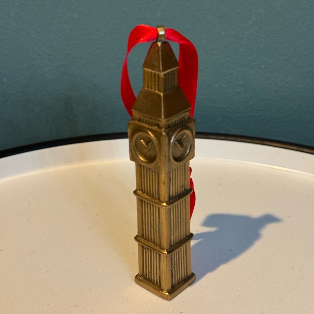 VINTAGE BIG BEN RESTORATION HARDWARE BRASS CHRISTMAS TREE ORNAMENT